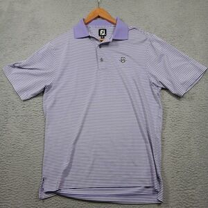 FootJoy Golf Polo Men's M Purple White Stripe Short Sleeve‎ Performance Shirt